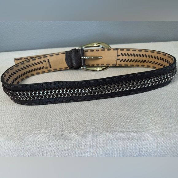 Michael Kors Braided Leather Chain Statement Belt Brown BOHO Size M - Picture 4 of 11